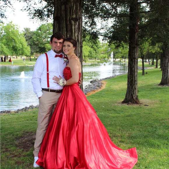 red sherri hill prom dress Style 55034 | Sherri Hill Dresses organza and velvet Sherri Hill Red And Yellow